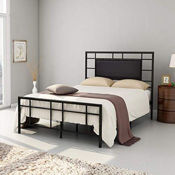 سرير ملكي من الحديد و MDF بإطار أسود 150x120x200 - BED11