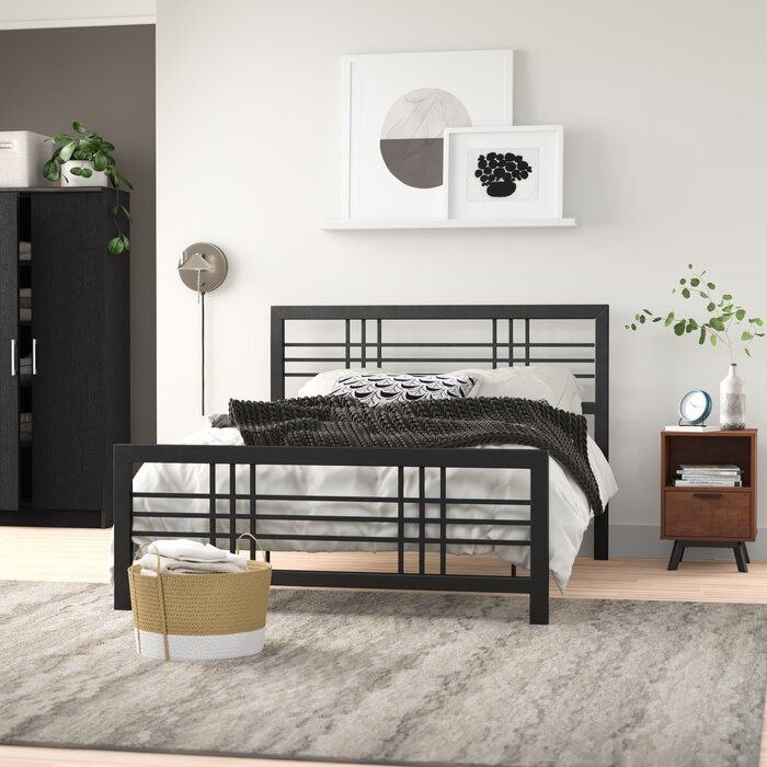 سرير ملكي حديد بإطار أسود 150x110x200 - BED17