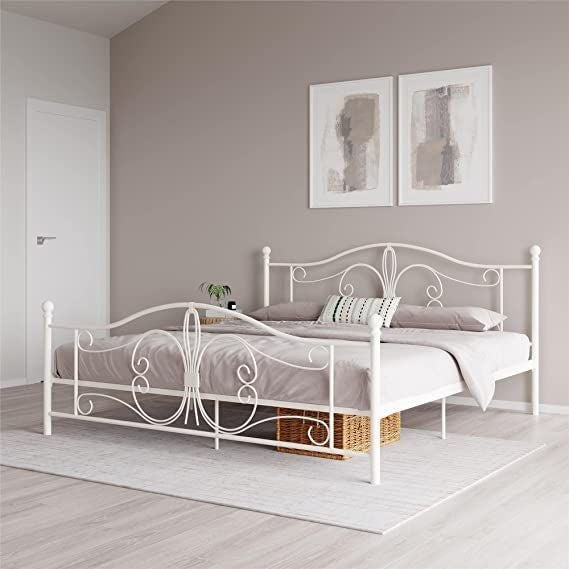 سرير حديدي كوين أبيض 150x110x200 - BED9