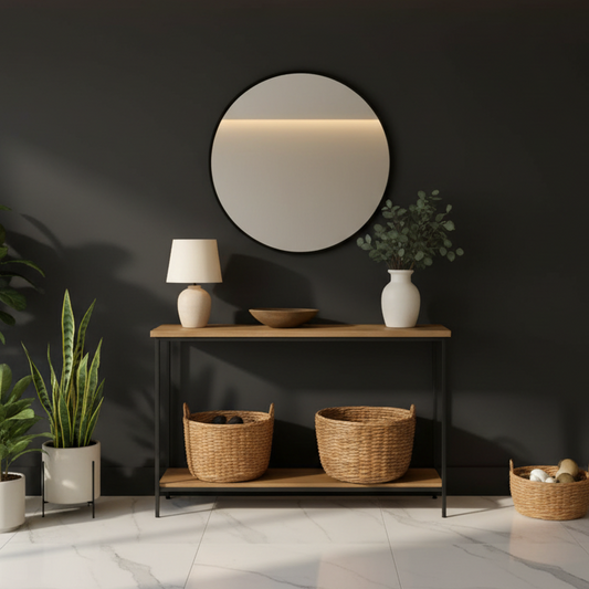 steel console with Mirror and MDF shelf - CL16