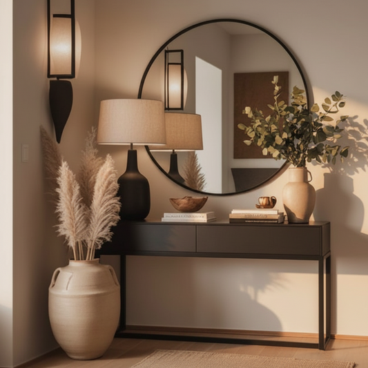 steel console with Mirror and MDF wood 120x35x90 - CL24