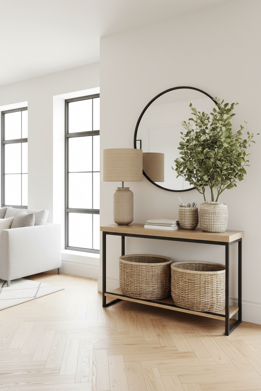steel console with Mirror and MDF wood 120x35x90 - CL29