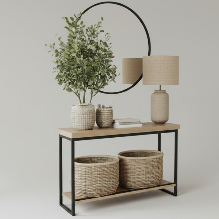 steel console with Mirror and MDF Wood - CL29