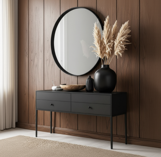 steel console with Mirror and MDF wood 120x35x80 - CL36