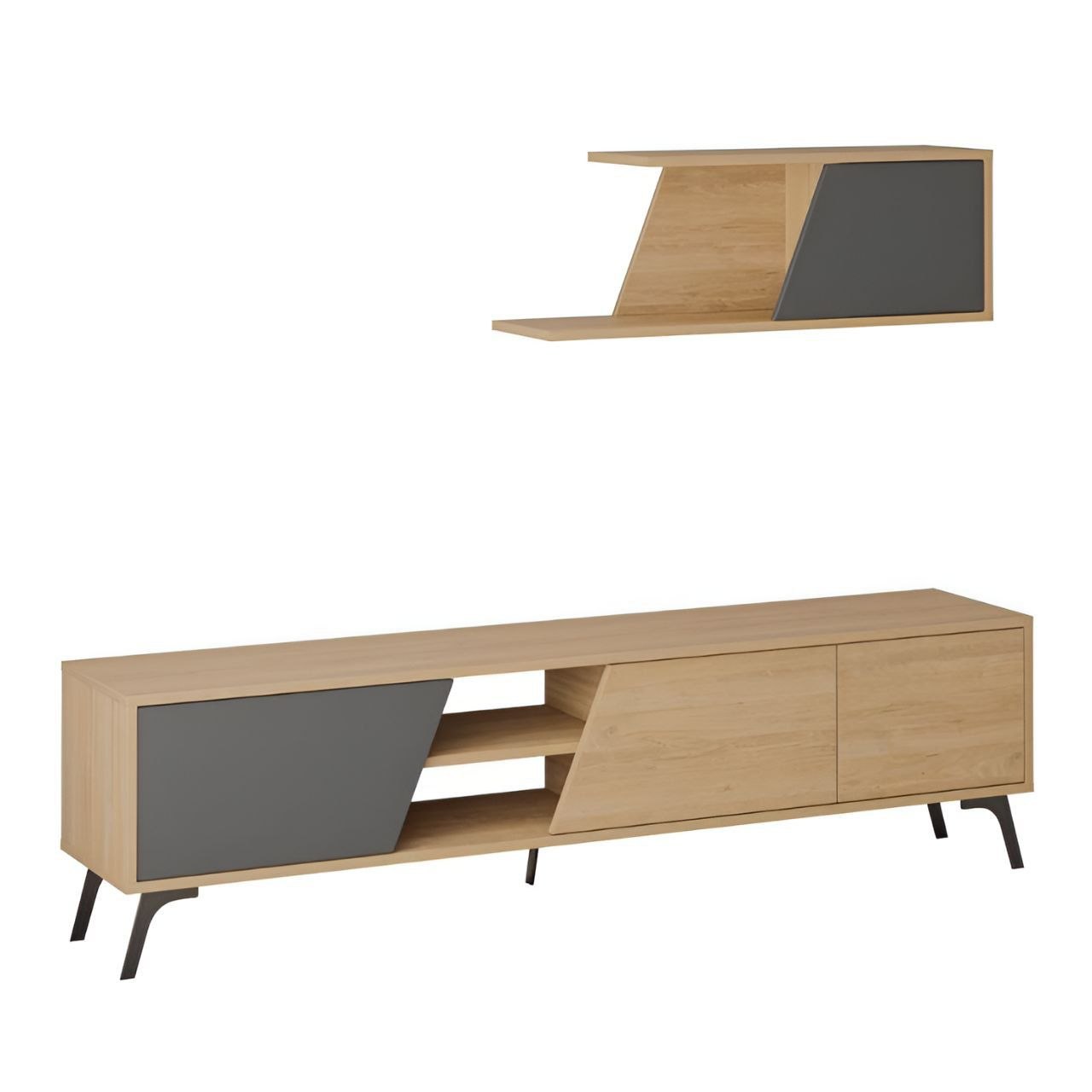 Tv Unit Wooden & Black - TVUO34