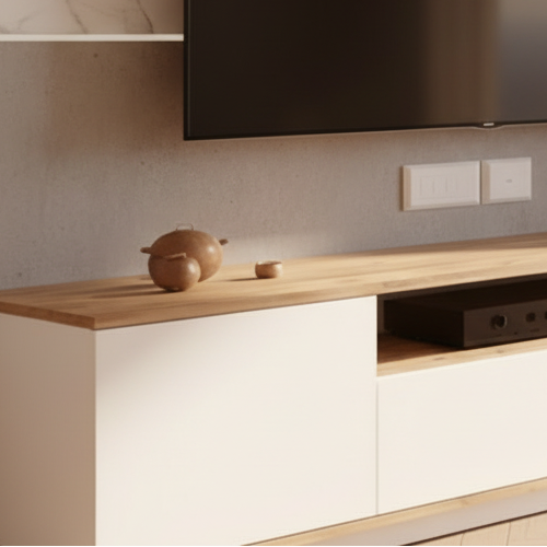 Tv Unit White & Wooden - TVUO39