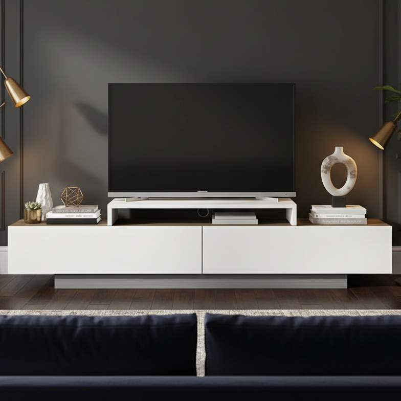 Tv Unit White & Wooden - TVUO45