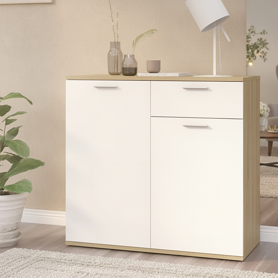 Shoe Closet White & Wooden - 100 x 40 x 100 cm - WSH15