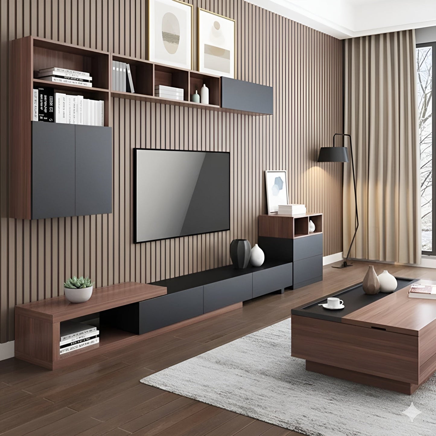 TV Unit and Coffee Table brown and black - TVCT7