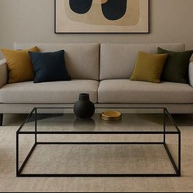 steel and glass center coffee table 100×60×40 - AA32