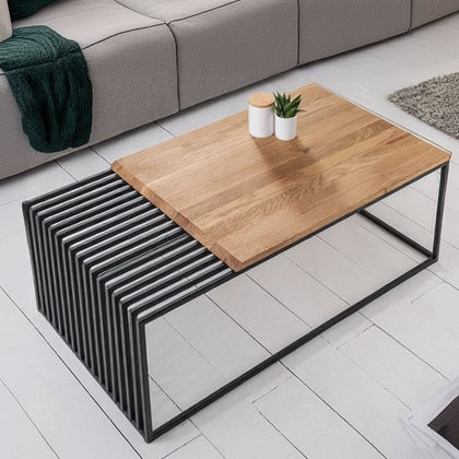 steel and MDF wood center coffee table 100×60×45 - AA31