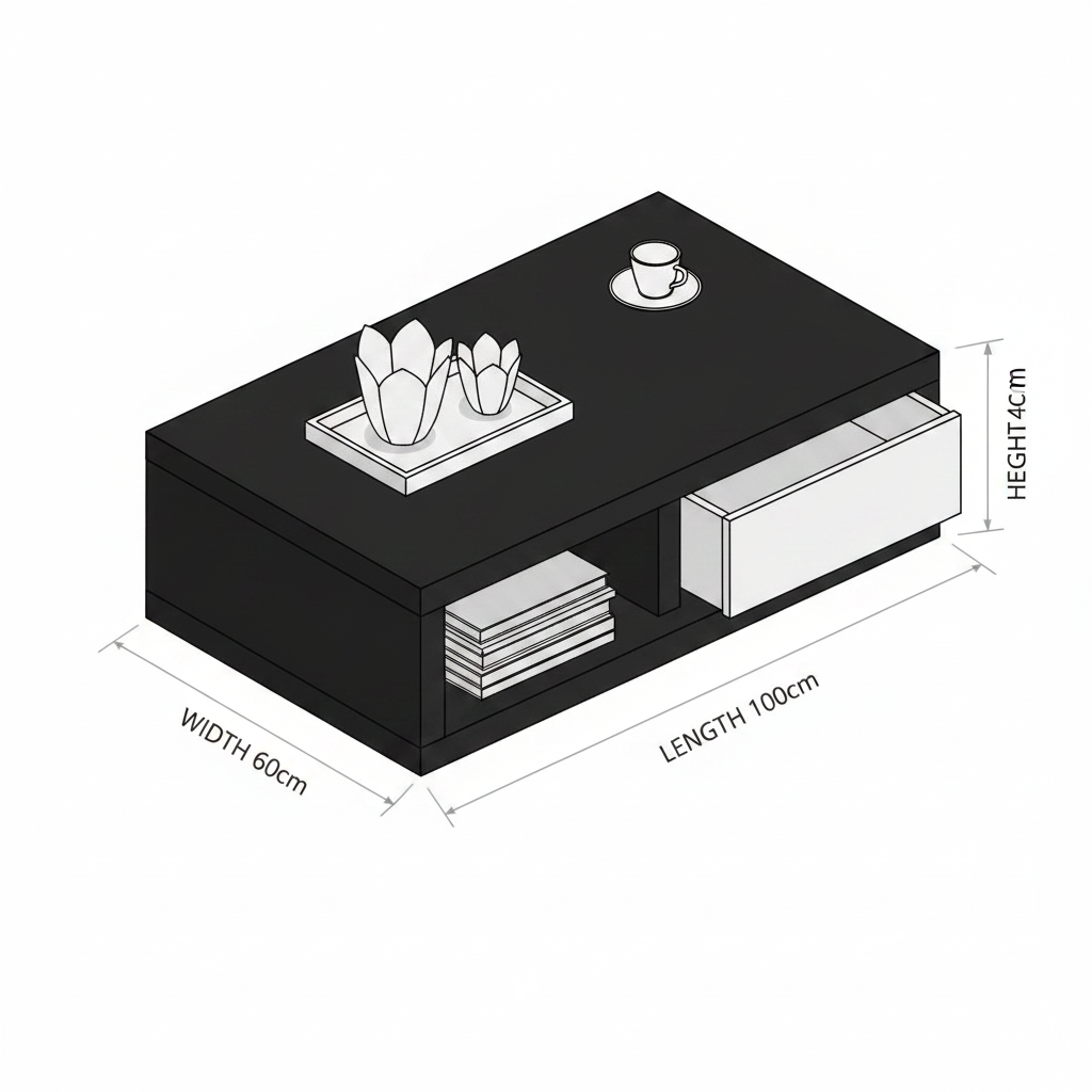 Table Unit Black & White - WCT45