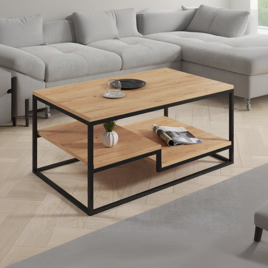 طاولة قهوة مركزية من الفولاذ وخشب MDF مقاس 100x60x45 - AA40