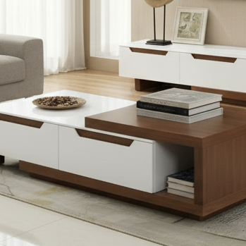 Living Room Set White & Brown - 190 x 40 x 40 cm - TVCT25