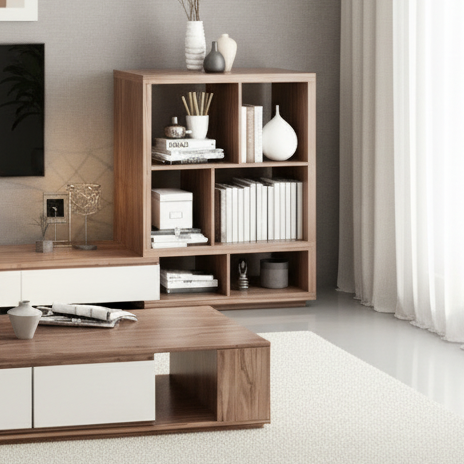 Living Room Set Wooden & White - 300 x 40 x 40 cm - TVCT26