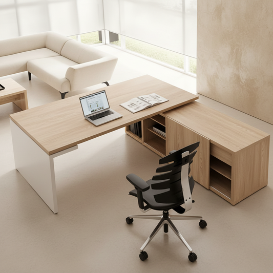Desk Wooden & White - 180 x 160 x 75 cm - WDSK12