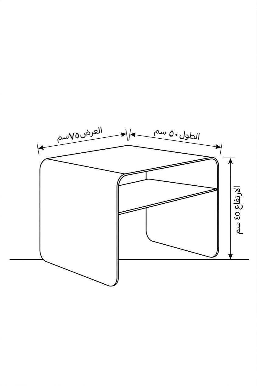 طاولة قهوة مع رف واحد أسود 75×50×45 - AA4