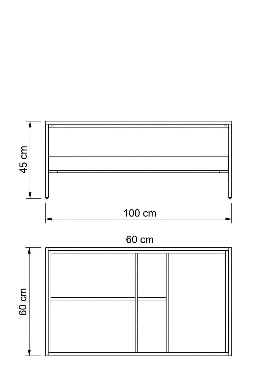 steel, MDF and clear glass coffee table 100×60×45 - AA11