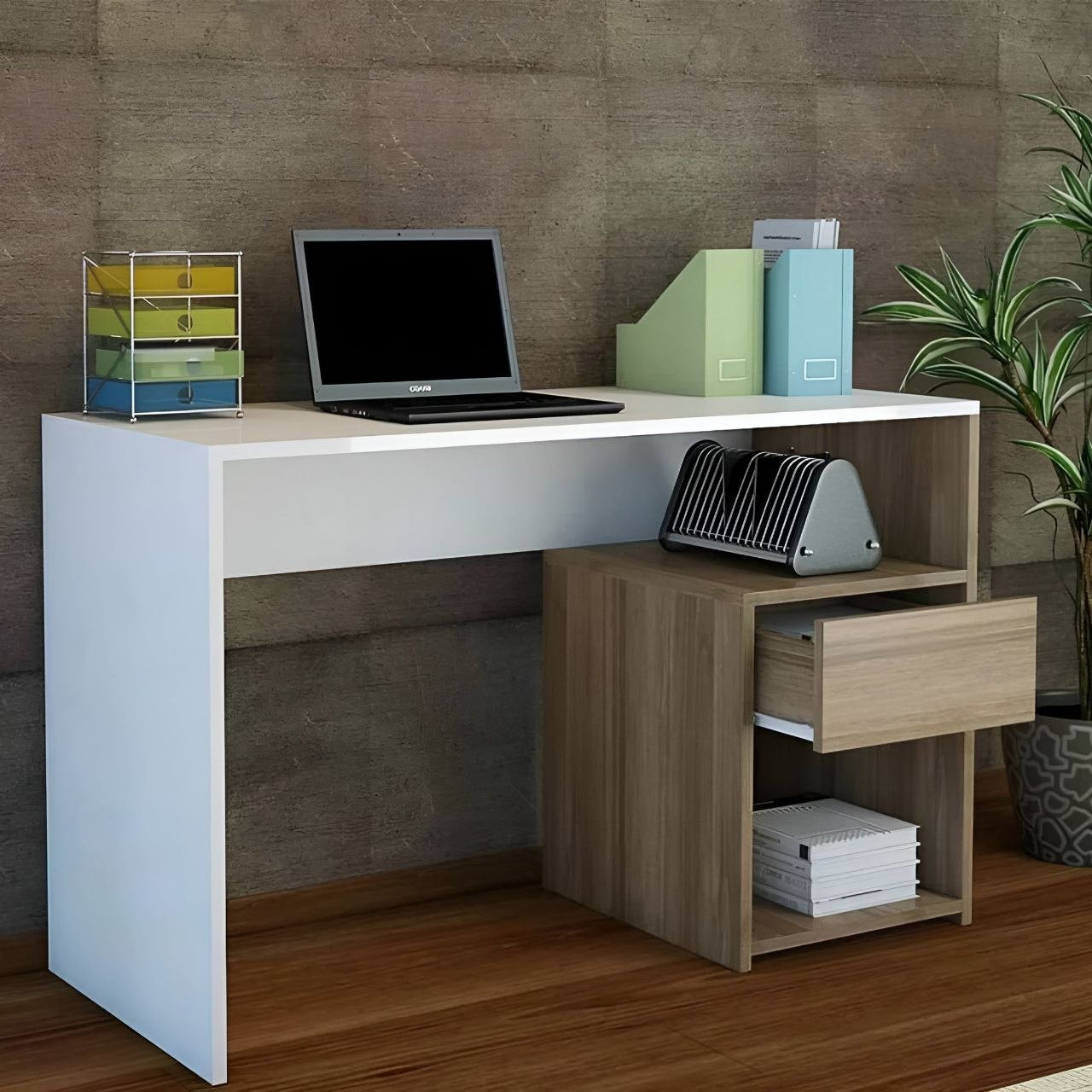 Desk Wooden & White - 120 x 50 x 75 cm - WDSK38