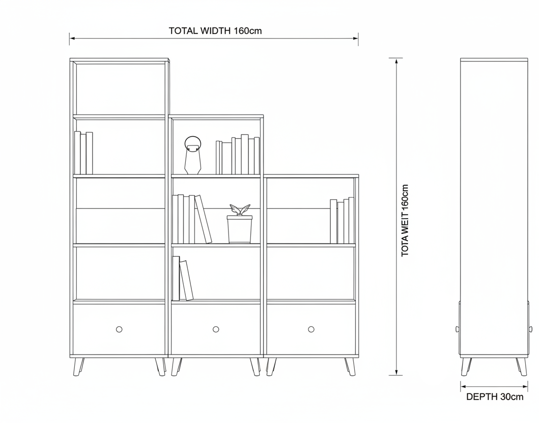Display Unit Wooden & White - WDU29