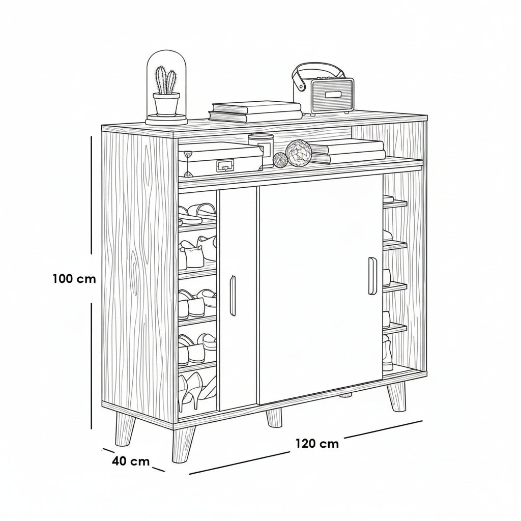 Shoe Closet White & wooden - 120 x 40 x 100 cm - WSH46
