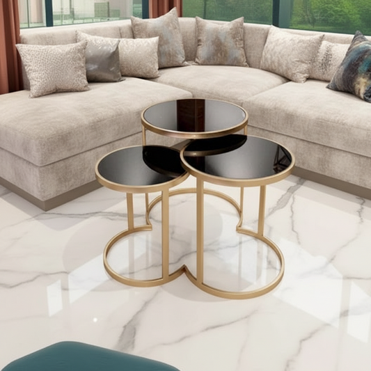 stanless steel nesting table gold and black 3 pieces - CC1