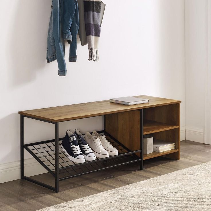مقعد أحذية من الفولاذ وخشب MDF مقاس 120x45x50 - SR1