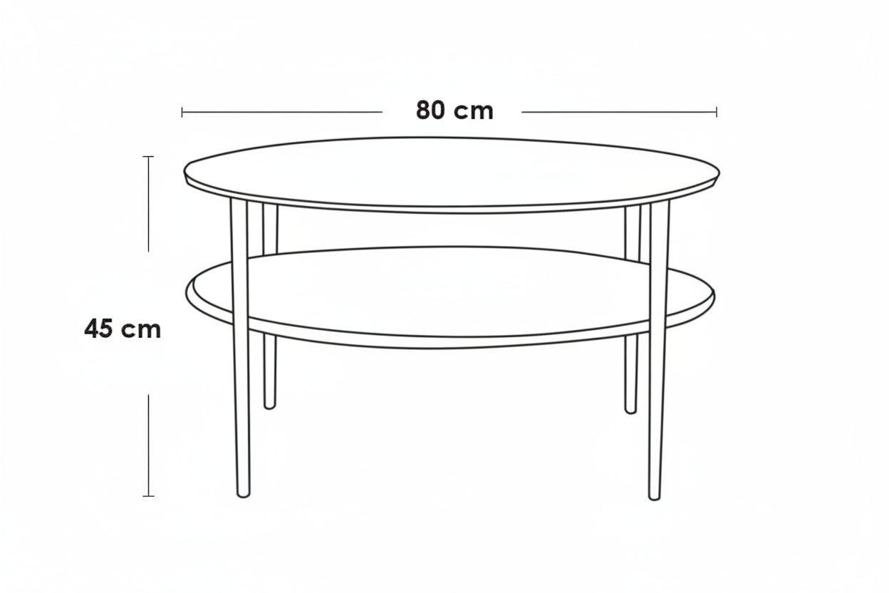طاولة قهوة وسط من الحديد وخشب MDF 80×45 - AA18