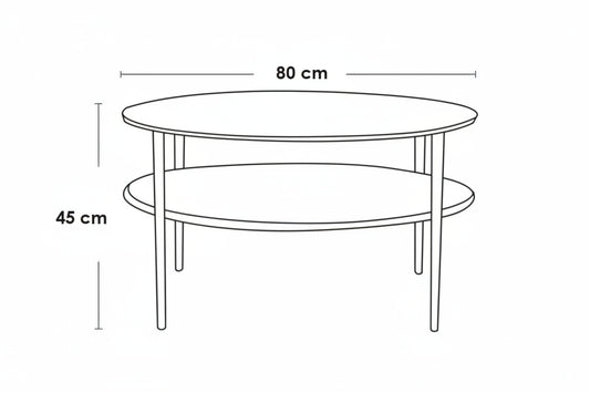 طاولة قهوة وسط من الحديد وخشب MDF 80×45 - AA18