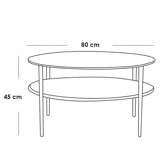 طاولة قهوة وسط ستيل وخشب MDF 75×45 - AA21