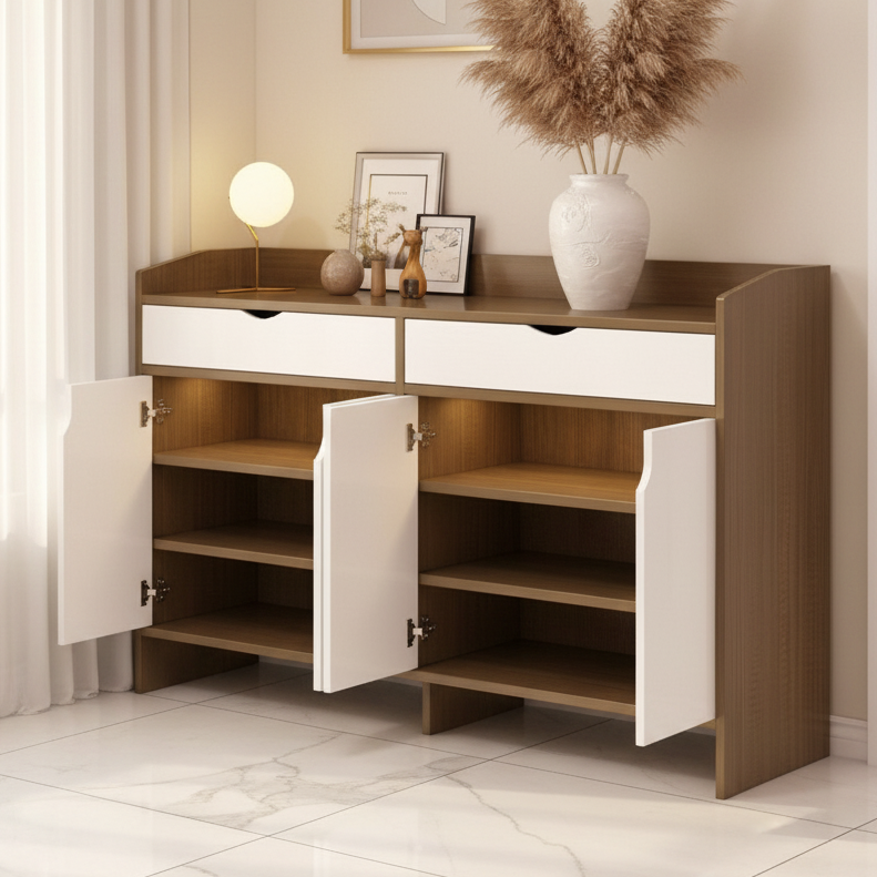 Shoe Closet White & Brown - 140 x 40 x 110 cm - WSH34