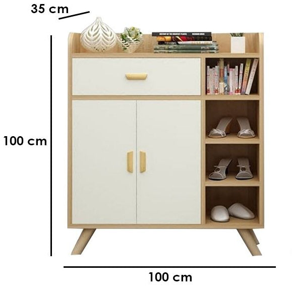 Shoe Closet White & Wooden - 100x35x100 - WSH49