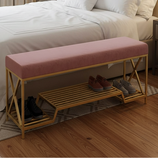 Steel shoe rack gold and pink padding with 120x40x50 - SR11
