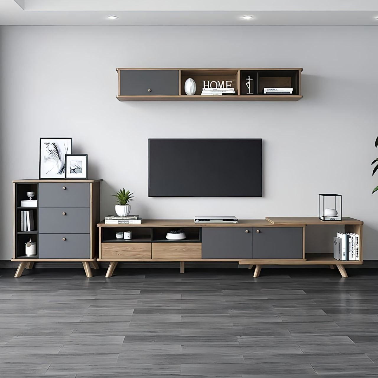 Living Room Set Black & Wooden - TVCT41