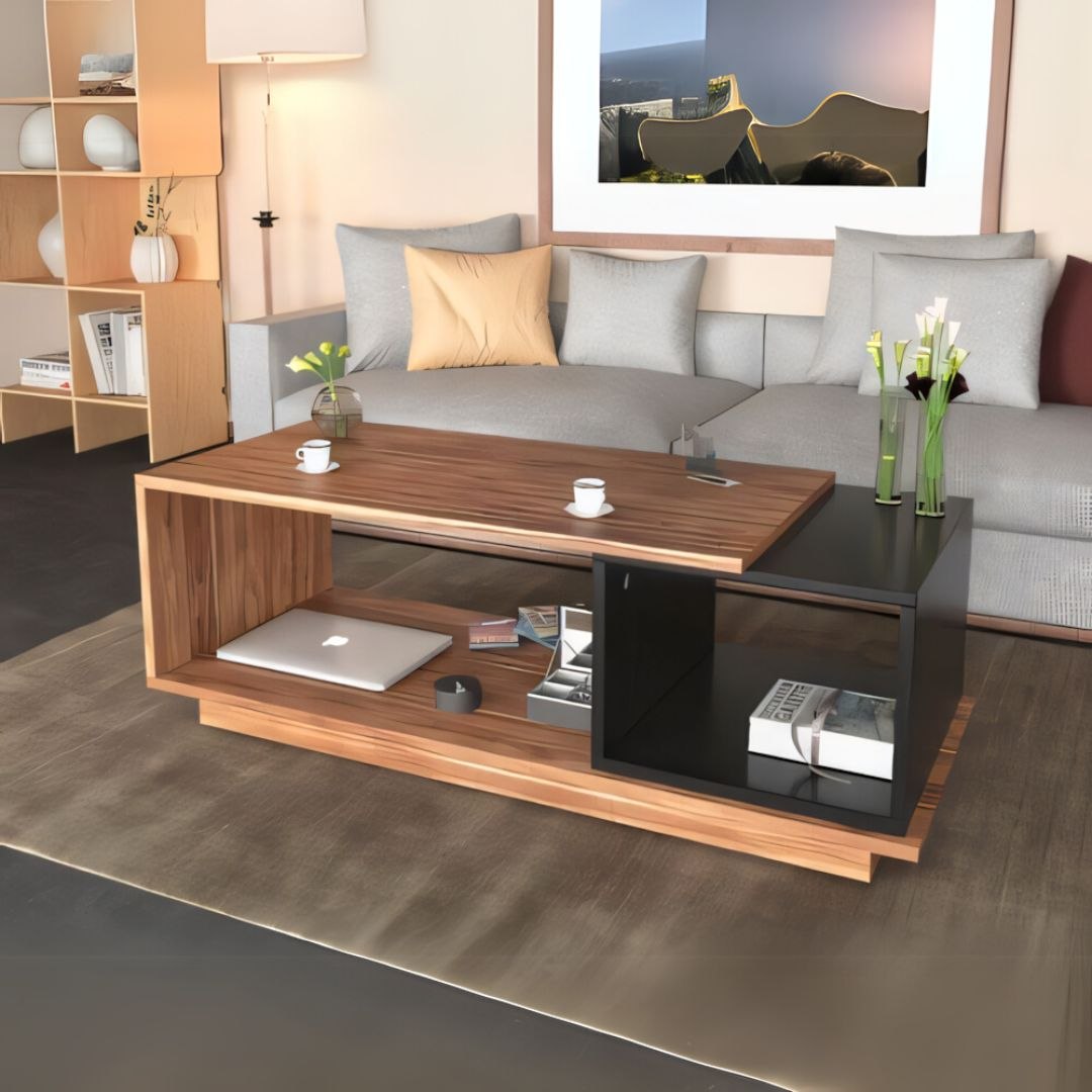 Table Unit Wooden & Black - 100 x 50 x 40 cm - WCT6
