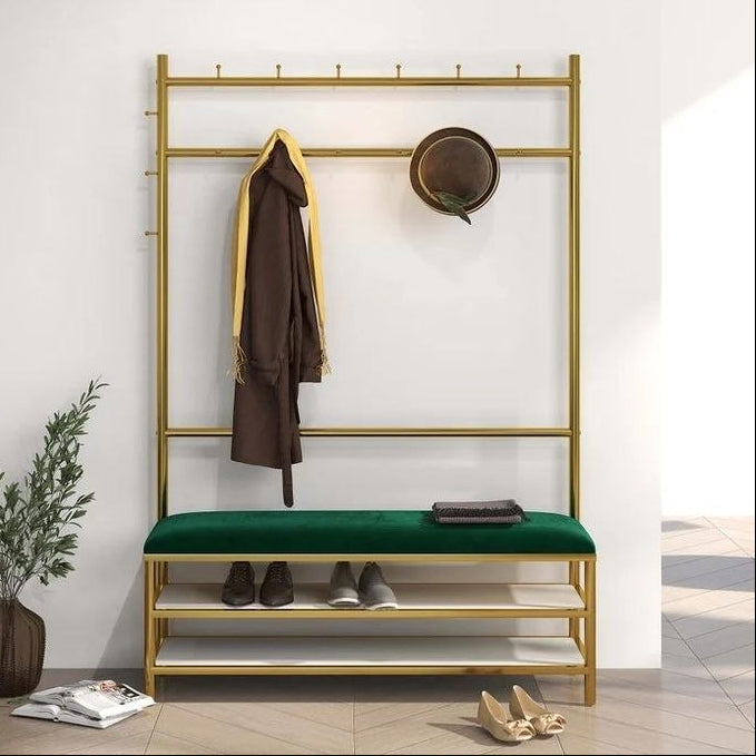 Iron gold shoe bench and clothes hanging - SRS47