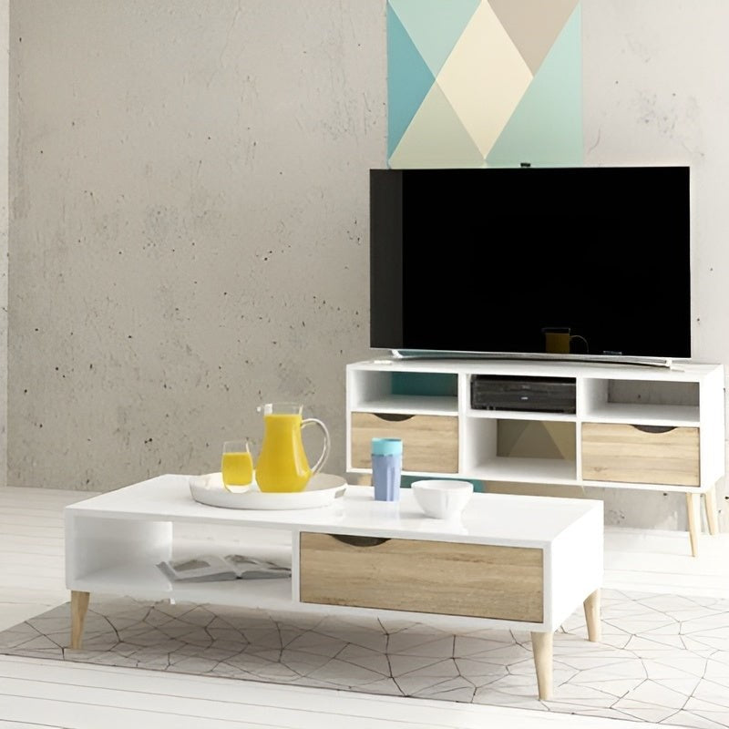 TV Unit and Coffee Table white and beige - TVCT11