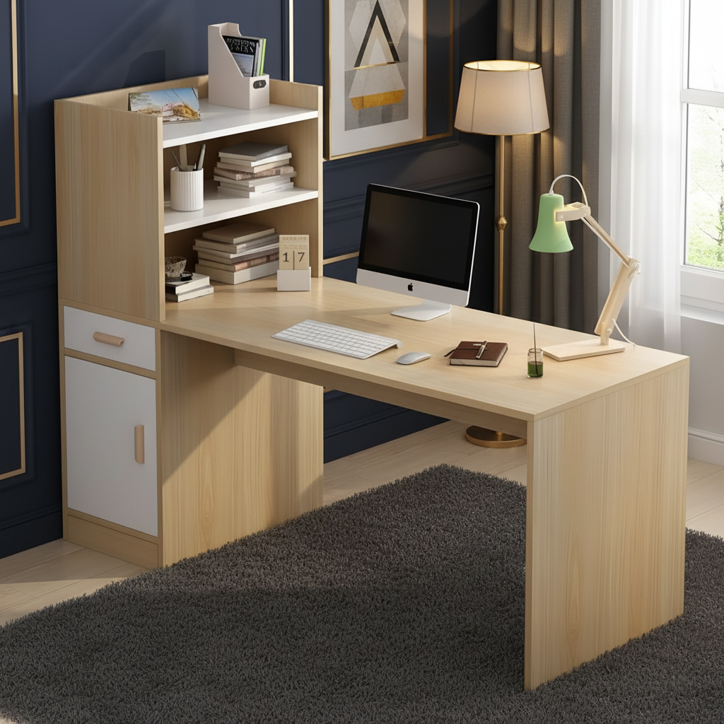Desk Wooden & White - 120 x 50 x 160 cm - WDSK19
