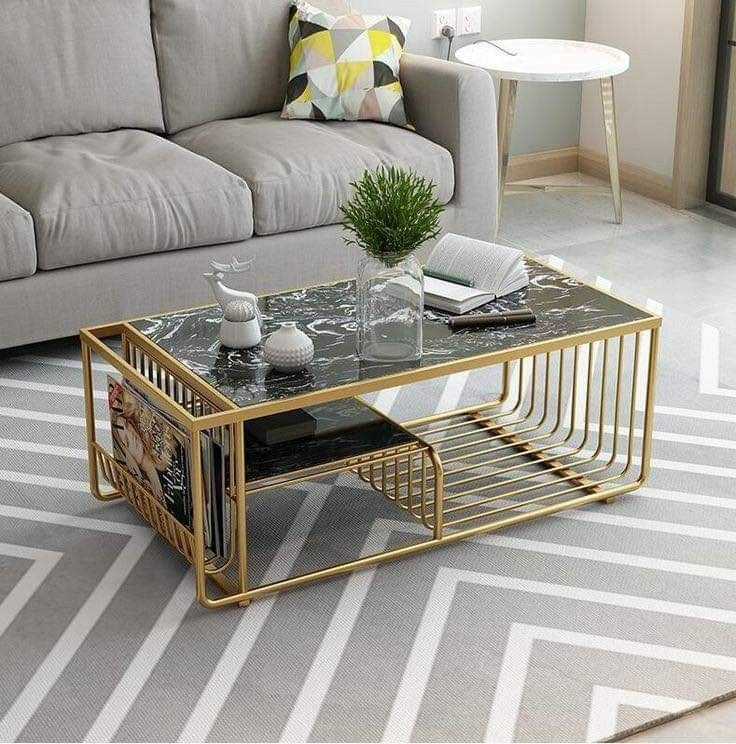 steel and Marble center coffee table 100×60×50 - AA28