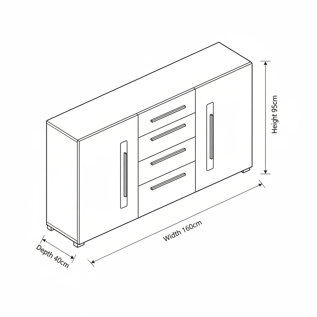 Buffet | Brown & Wooden | 160 x 40 x 95 - BUF7