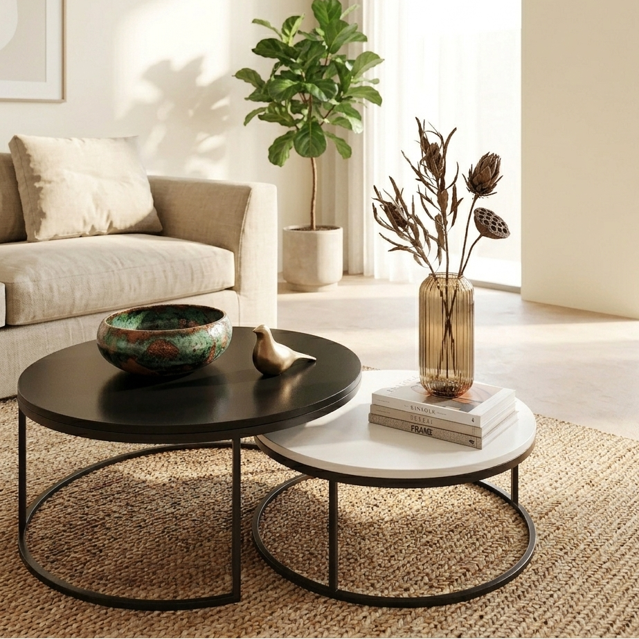 TV Unit and Coffee Table white and black - TVCT2