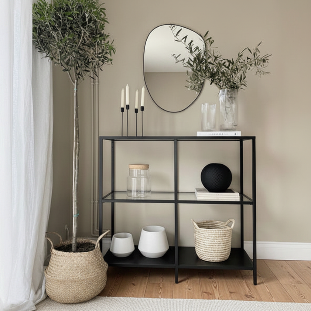 iron console with Mirror and glass shelves - CL1