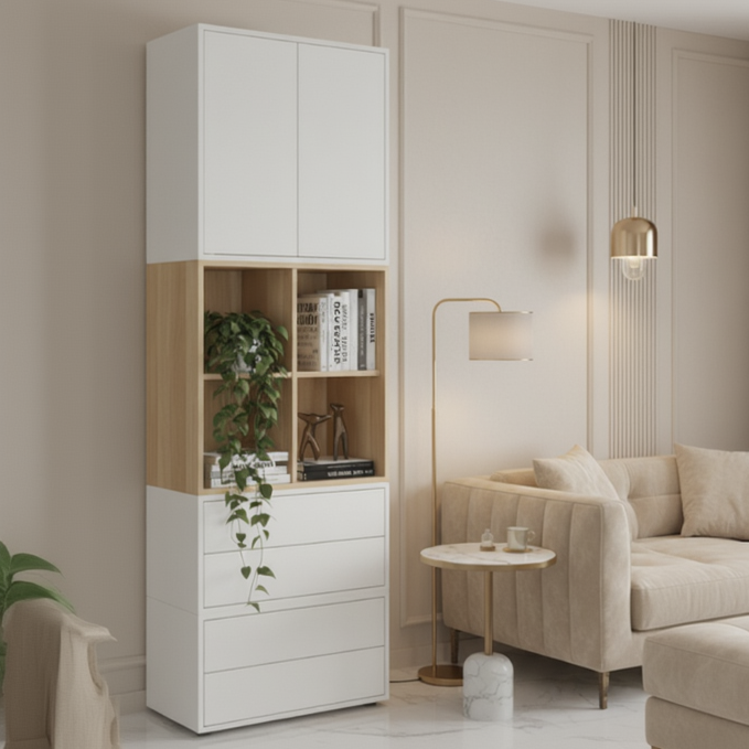 Display Unit Wooden & White - WDU39