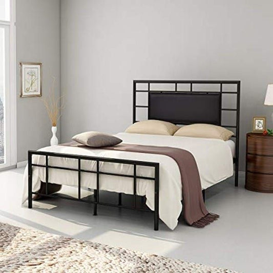 سرير ملكي من الحديد و MDF بإطار أسود 150x120x200 - BED11
