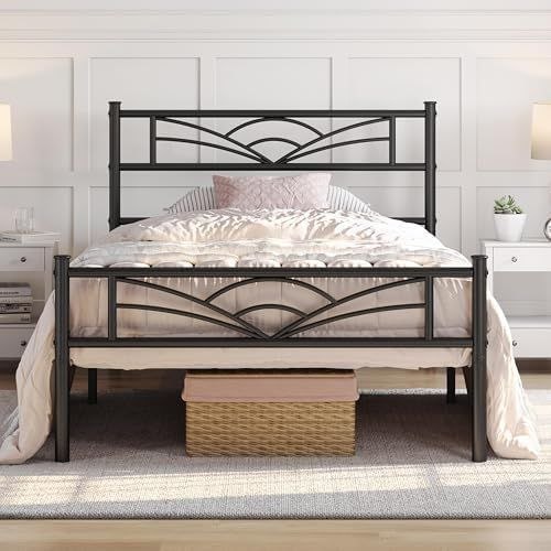 سرير حديد كوين بإطار أسود 150x110x200 - BED15