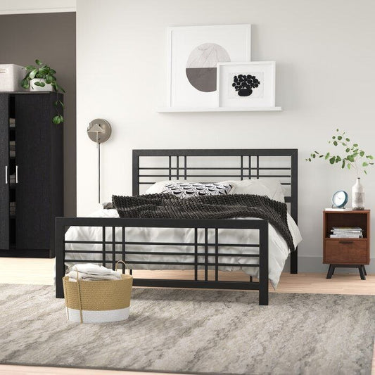 سرير ملكي حديد بإطار أسود 150x110x200 - BED17