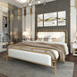 سرير حديد كوين منجد ذهبي وأبيض 150x140x200 - BED24