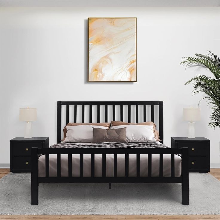 سرير ملكي فولاذي بإطار أسود 150x100x200 - BED25