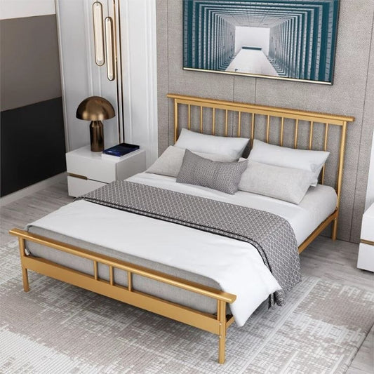 سرير كوين حديدي بإطار ذهبي 150x100x200 - BED6