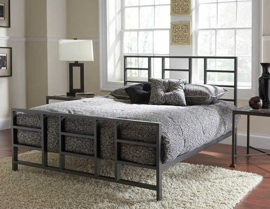 سرير ملكي حديدي بإطار أسود 150x110x200 - BED7